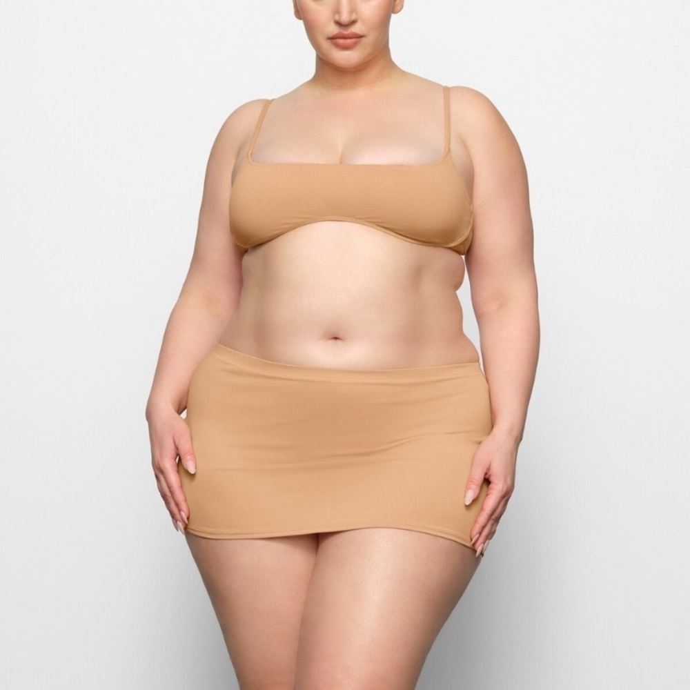 SKIMS Nude Two-Piece Swim Top and Skirt Set